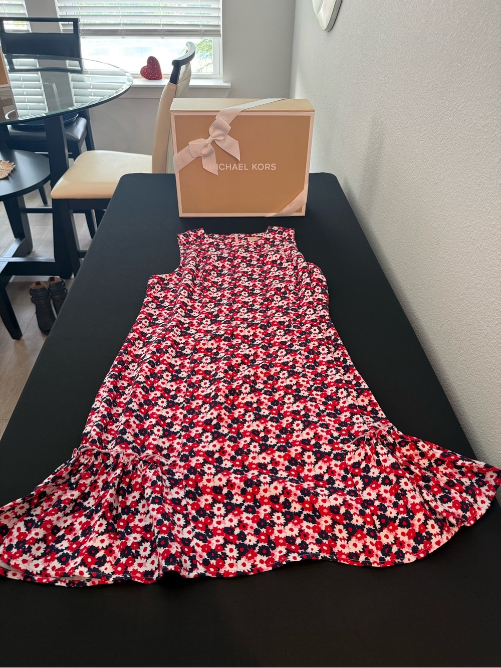 Michael Kors Red, White & Black Floral Maxi Skirt